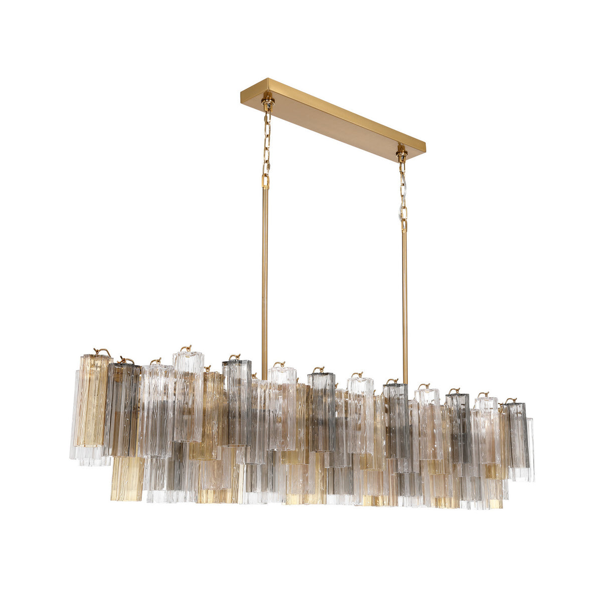 Crystorama Addis 65" 16-Light Linear Chandelier Aged Brass Autumn - detail