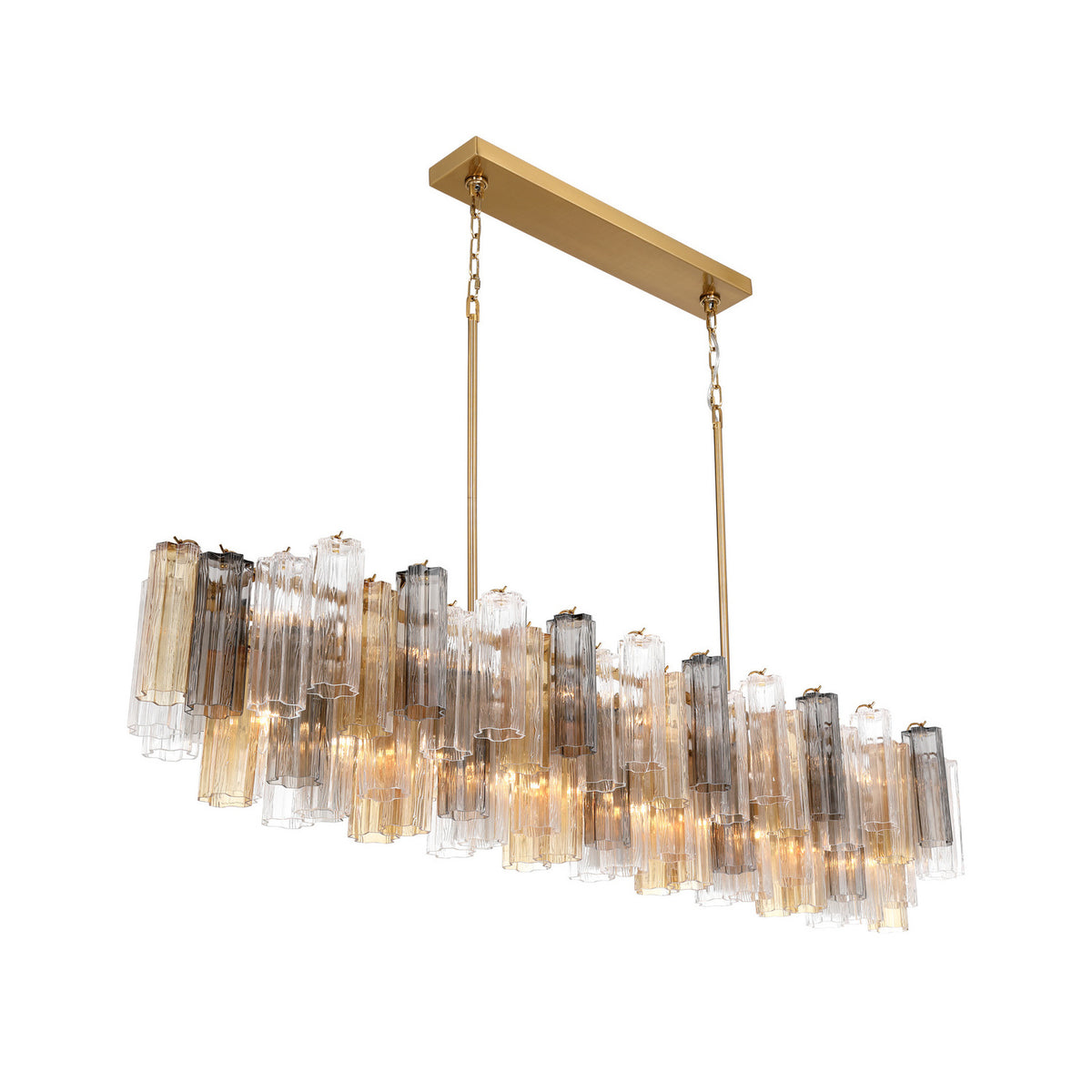 Crystorama Addis 65" 16-Light Linear Chandelier Aged Brass Autumn - detail