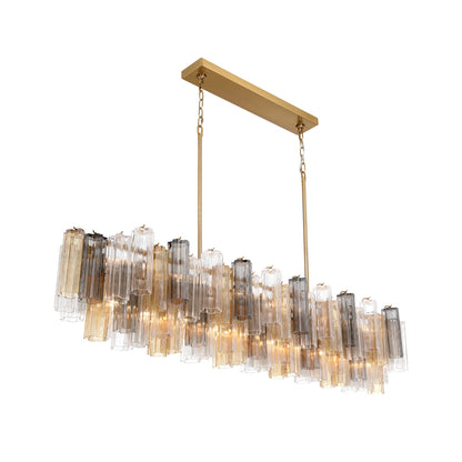 Crystorama Addis 65" 16-Light Linear Chandelier Aged Brass Autumn - detail