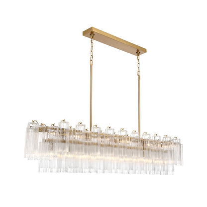 Crystorama Addis 65" 16-Light Linear Chandelier Aged Brass Clear