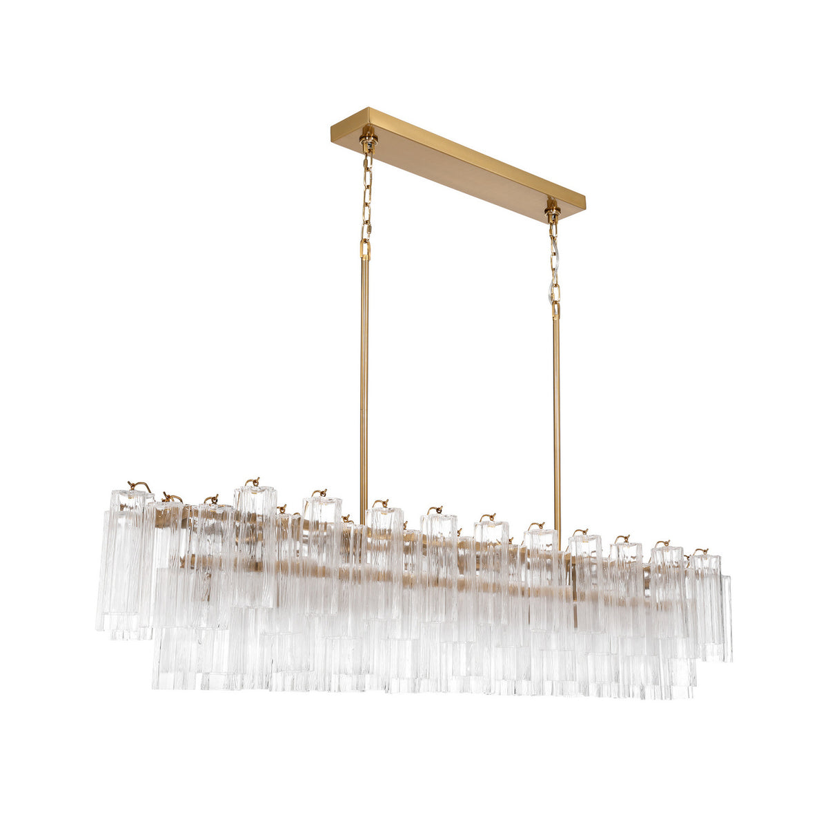 Crystorama Addis 65" 16-Light Linear Chandelier Aged Brass Clear - detail