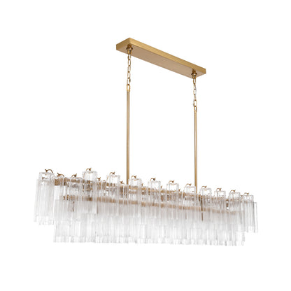 Crystorama Addis 65" 16-Light Linear Chandelier Aged Brass Clear - detail