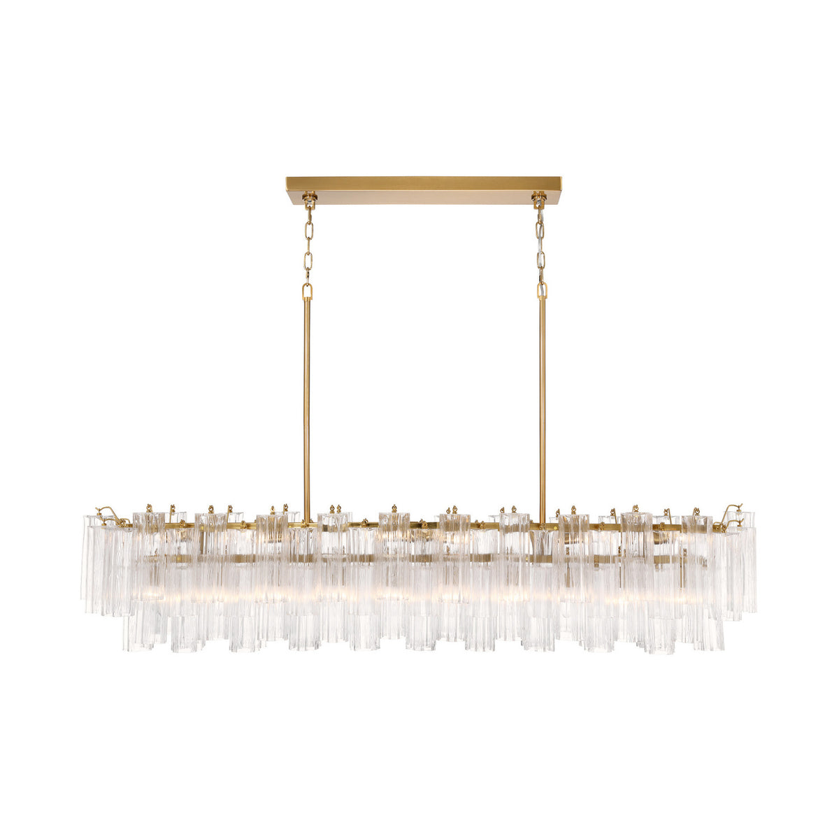 Crystorama Addis 65" 16-Light Linear Chandelier Aged Brass Clear - detail
