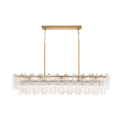 Crystorama Addis 65" 16-Light Linear Chandelier Aged Brass Clear - detail