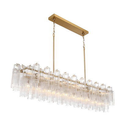 Crystorama Addis 65" 16-Light Linear Chandelier Aged Brass Clear - detail