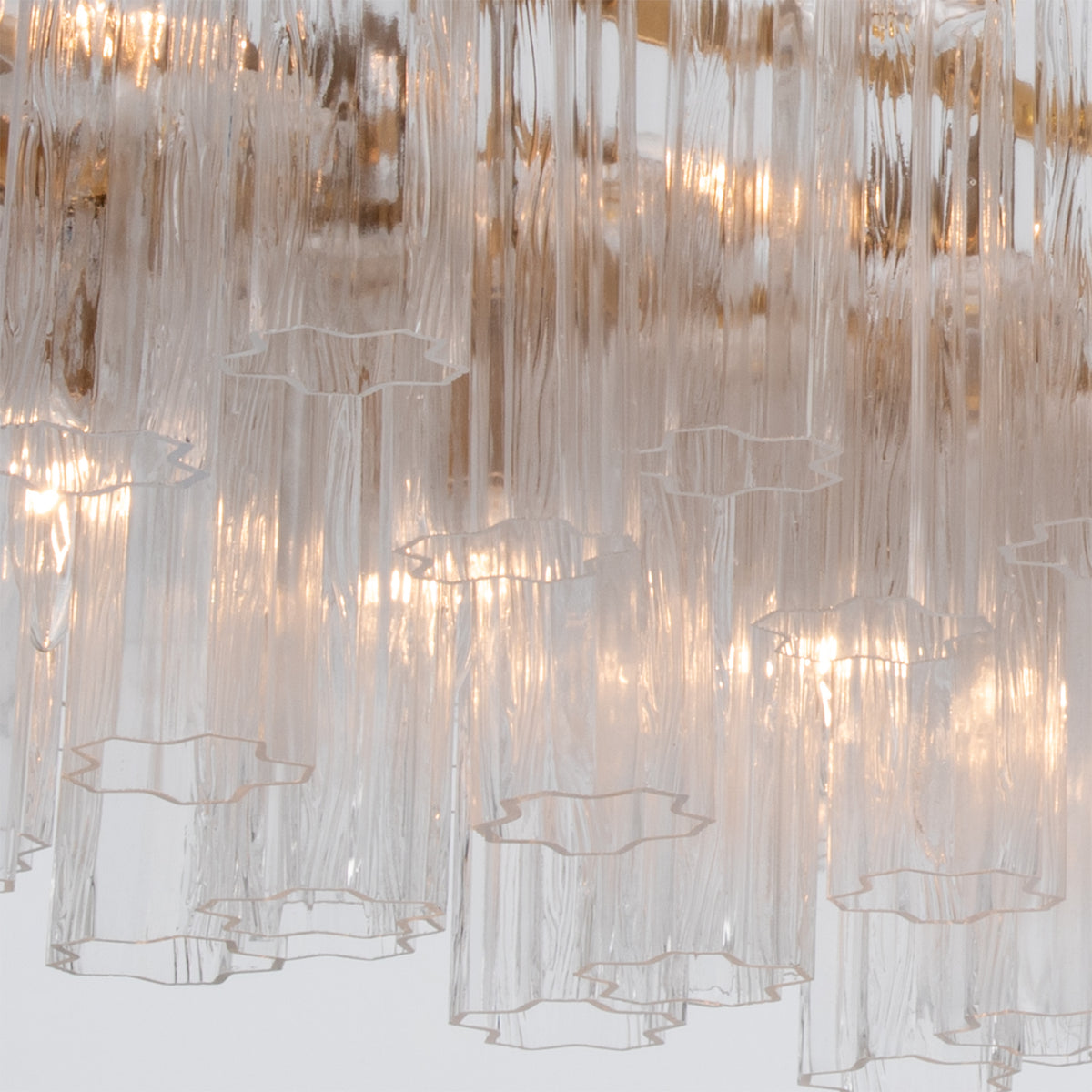 Crystorama Addis 65" 16-Light Linear Chandelier Aged Brass Clear - detail