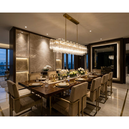 Crystorama Addis 65" 16-Light Linear Chandelier Aged Brass Clear - lifestyle