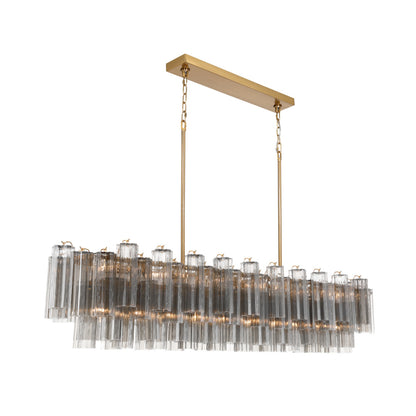 Crystorama Addis 65" 16-Light Linear Chandelier Aged Brass Smoke