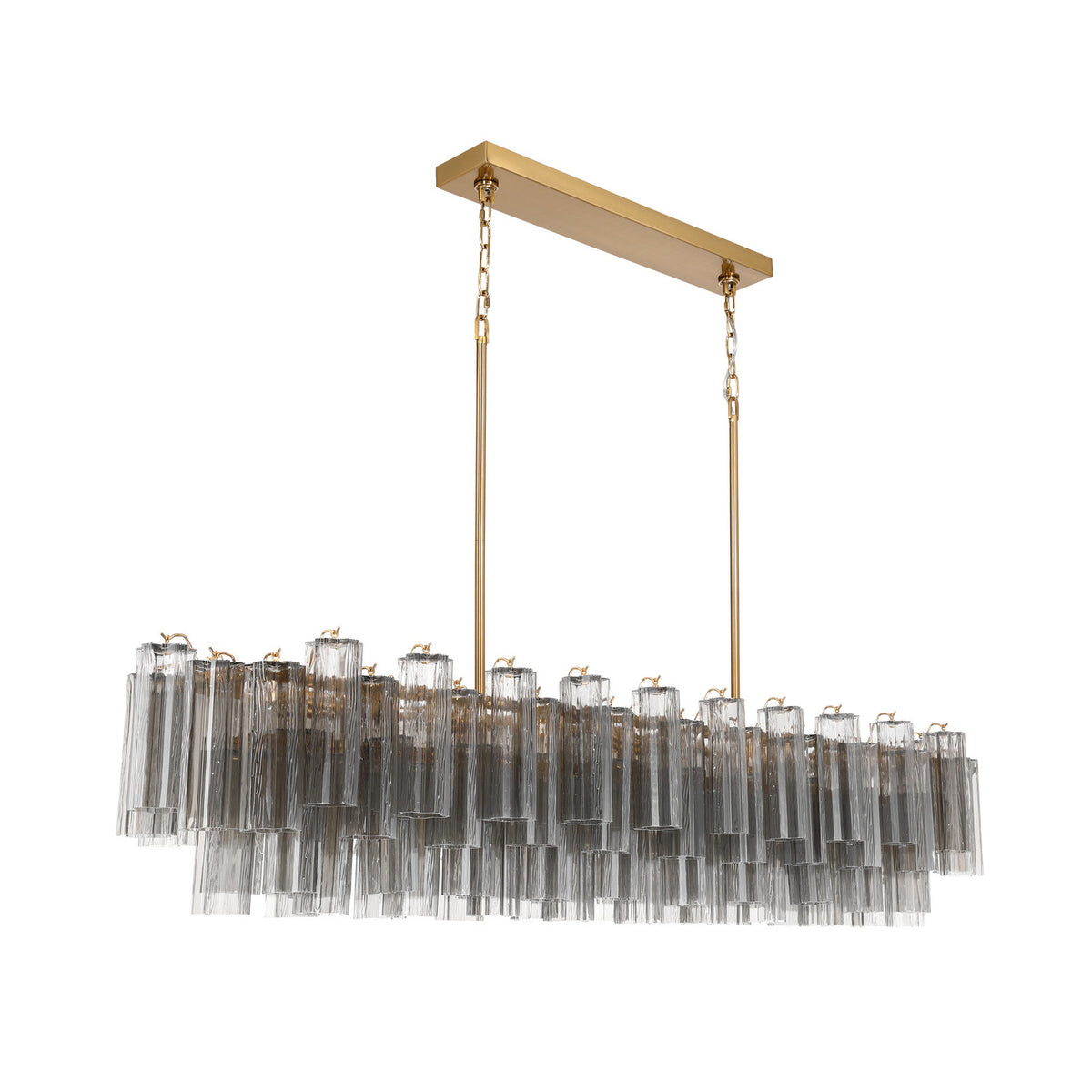 Crystorama Addis 65" 16-Light Linear Chandelier Aged Brass Smoke - detail