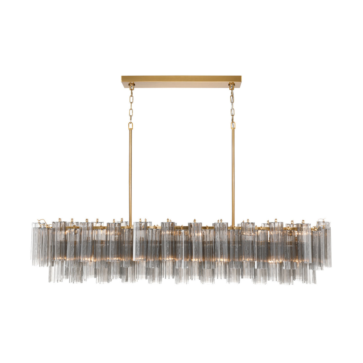 Crystorama Addis 65" 16-Light Linear Chandelier Aged Brass Smoke - detail
