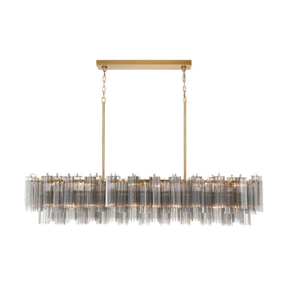 Crystorama Addis 65" 16-Light Linear Chandelier Aged Brass Smoke - detail