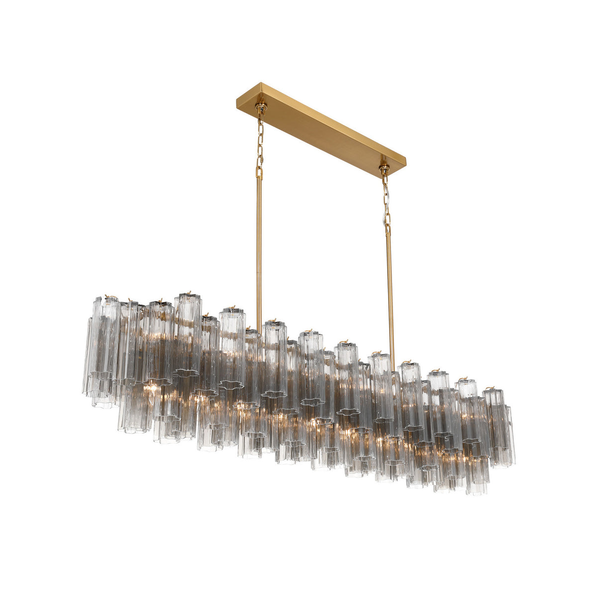 Crystorama Addis 65" 16-Light Linear Chandelier Aged Brass Smoke - detail