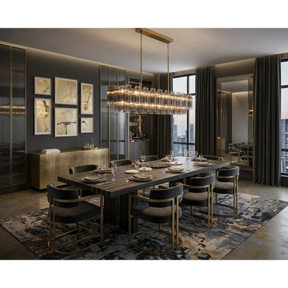 Crystorama Addis 65" 16-Light Linear Chandelier Aged Brass Smoke - lifestyle