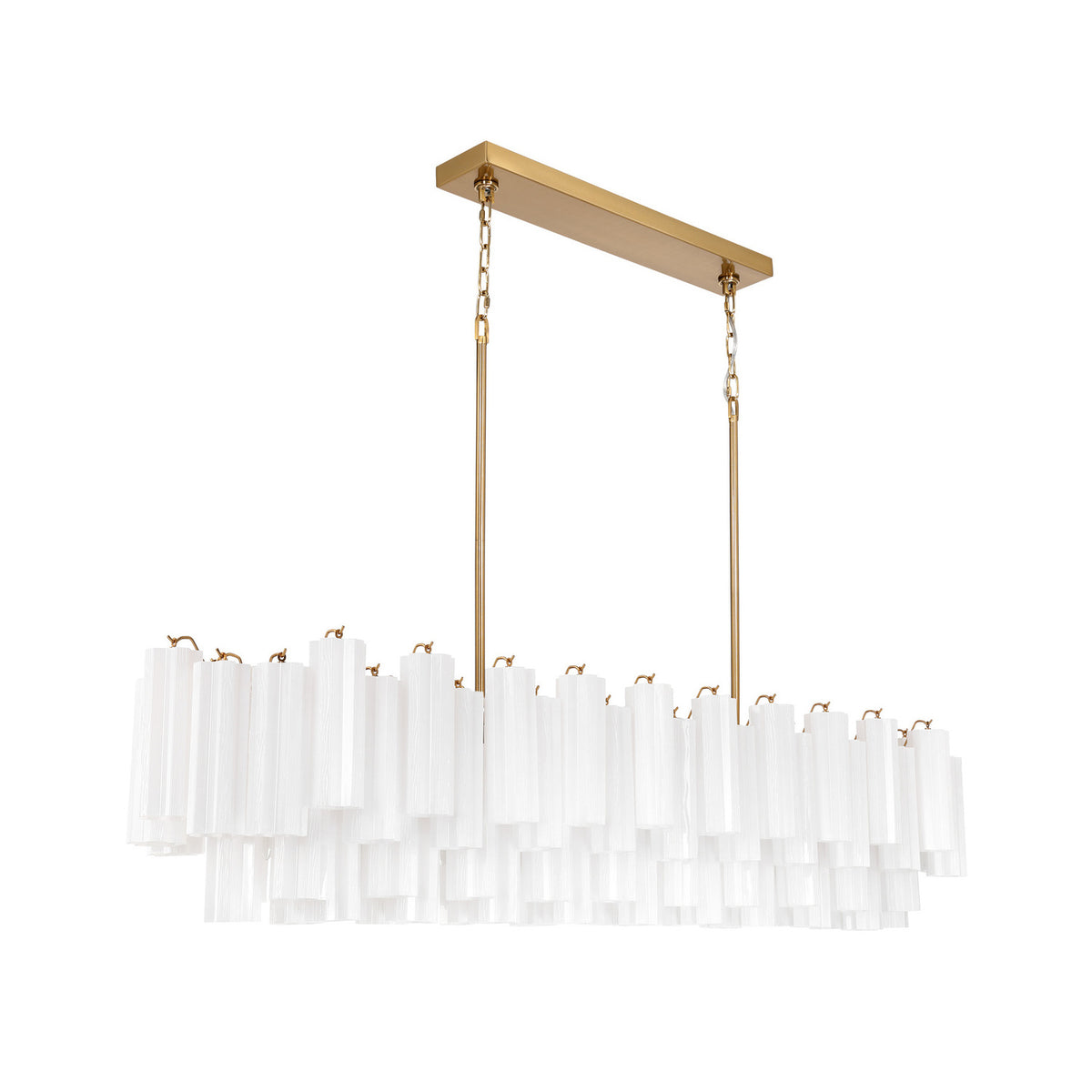 Crystorama Addis 65" 16-Light Linear Chandelier Aged Brass White - detail