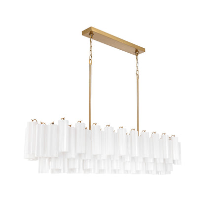 Crystorama Addis 65" 16-Light Linear Chandelier Aged Brass White - detail