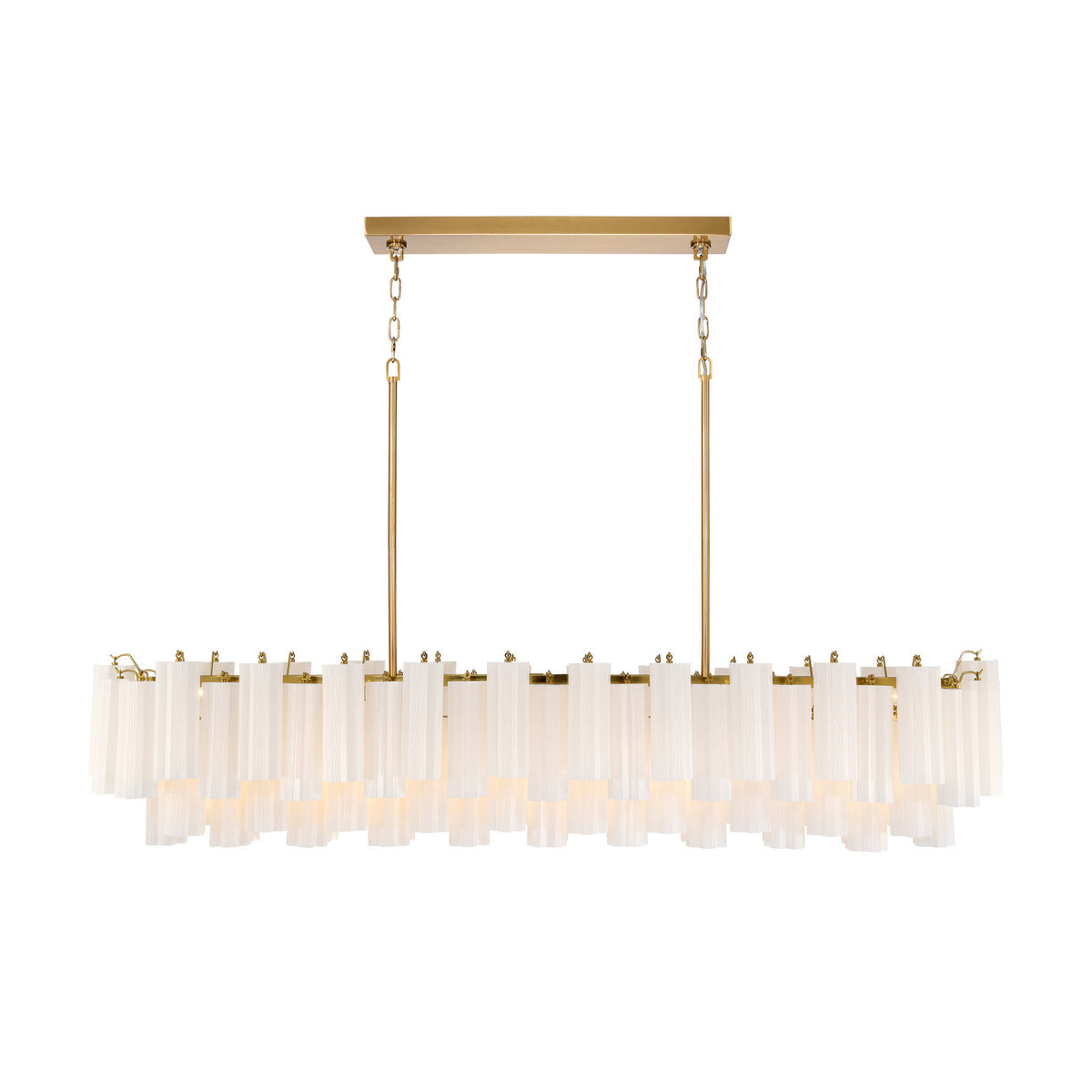 Crystorama Addis 65" 16-Light Linear Chandelier Aged Brass White - detail
