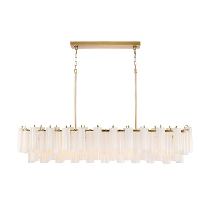 Crystorama Addis 65" 16-Light Linear Chandelier Aged Brass White - detail