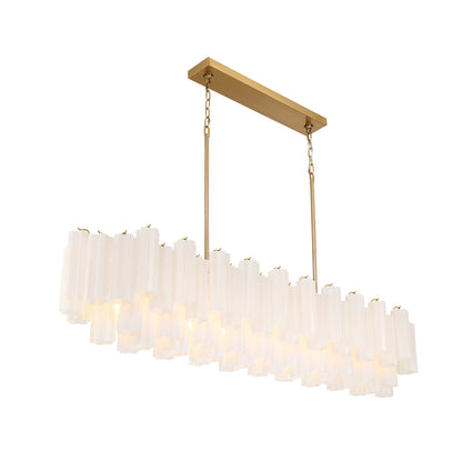 Crystorama Addis 65" 16-Light Linear Chandelier Aged Brass White - detail