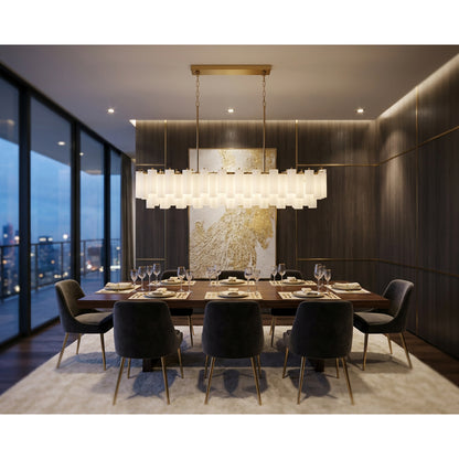 Crystorama Addis 65" 16-Light Linear Chandelier Aged Brass White - lifestyle