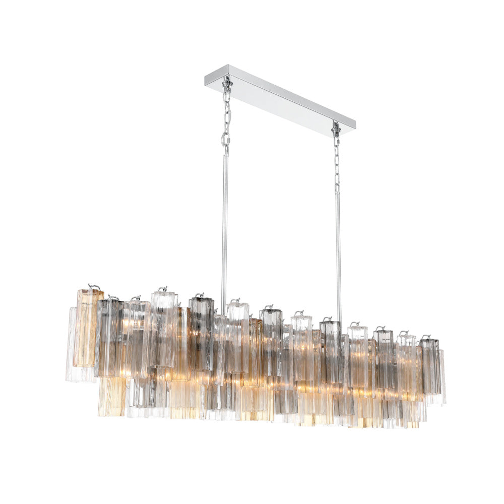 Crystorama Addis 65" 16-Light Linear Chandelier Polished Chrome Autumn
