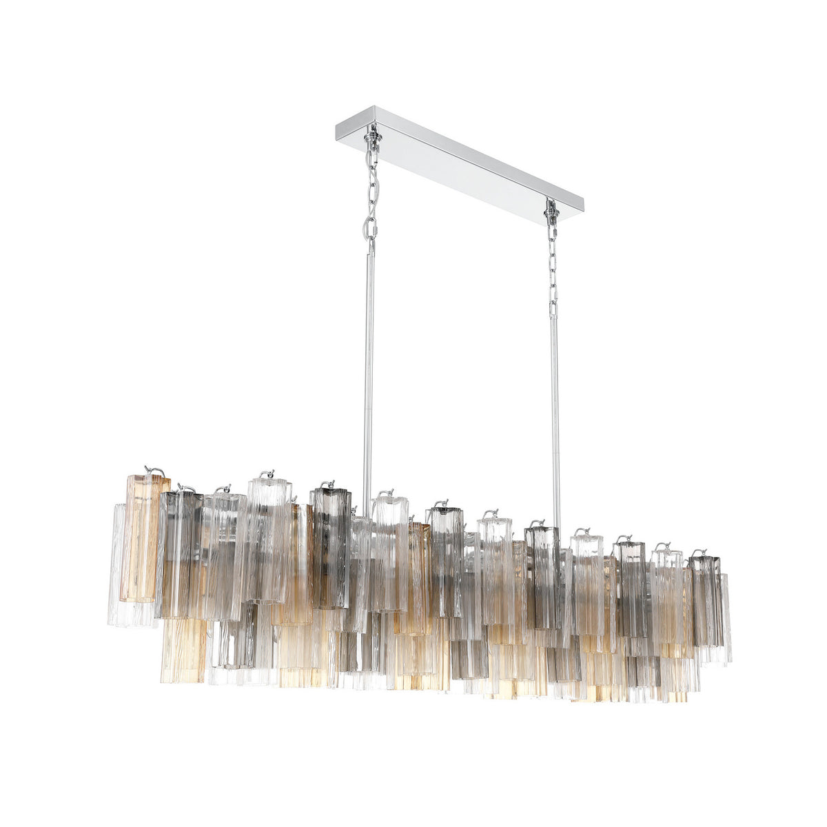 Crystorama Addis 65" 16-Light Linear Chandelier Polished Chrome Autumn - detail