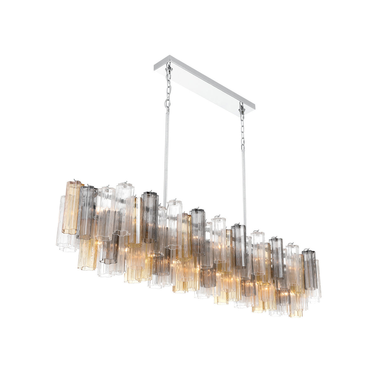 Crystorama Addis 65" 16-Light Linear Chandelier Polished Chrome Autumn - detail