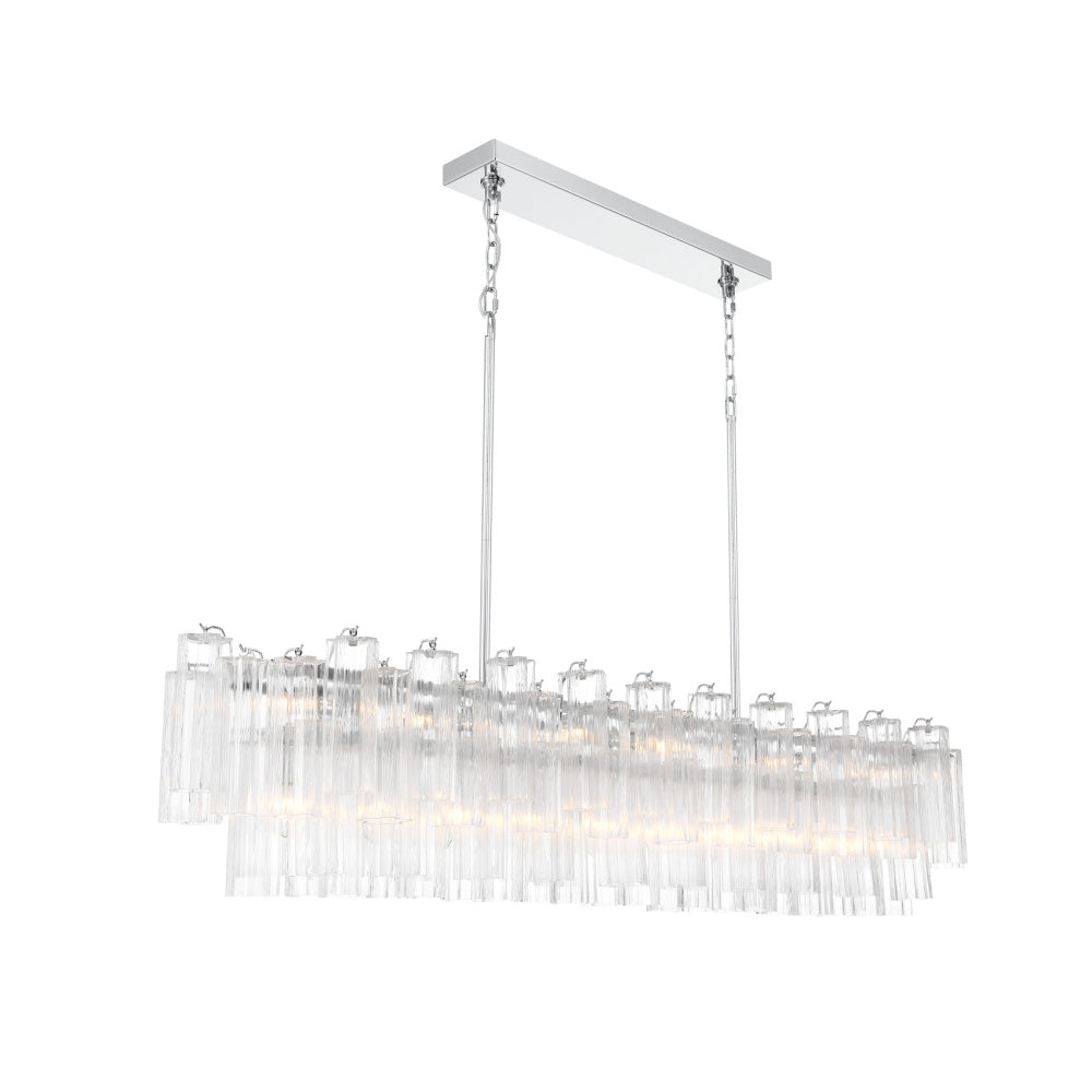 Crystorama Addis 65" 16-Light Linear Chandelier Polished Chrome Clear