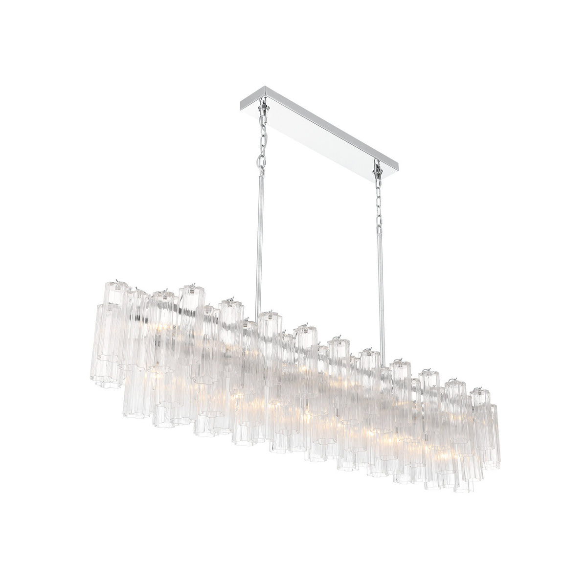 Crystorama Addis 65" 16-Light Linear Chandelier Polished Chrome Clear - detail
