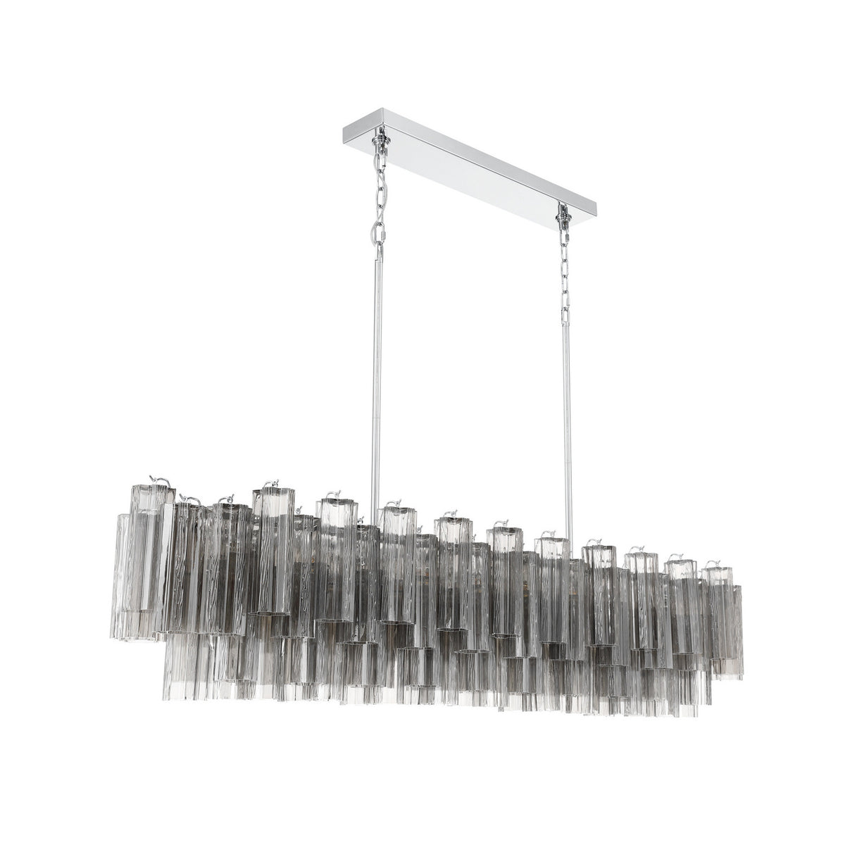 Crystorama Addis 65" 16-Light Linear Chandelier Polished Chrome Smoke - detail