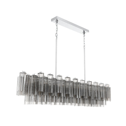 Crystorama Addis 65" 16-Light Linear Chandelier Polished Chrome Smoke - detail