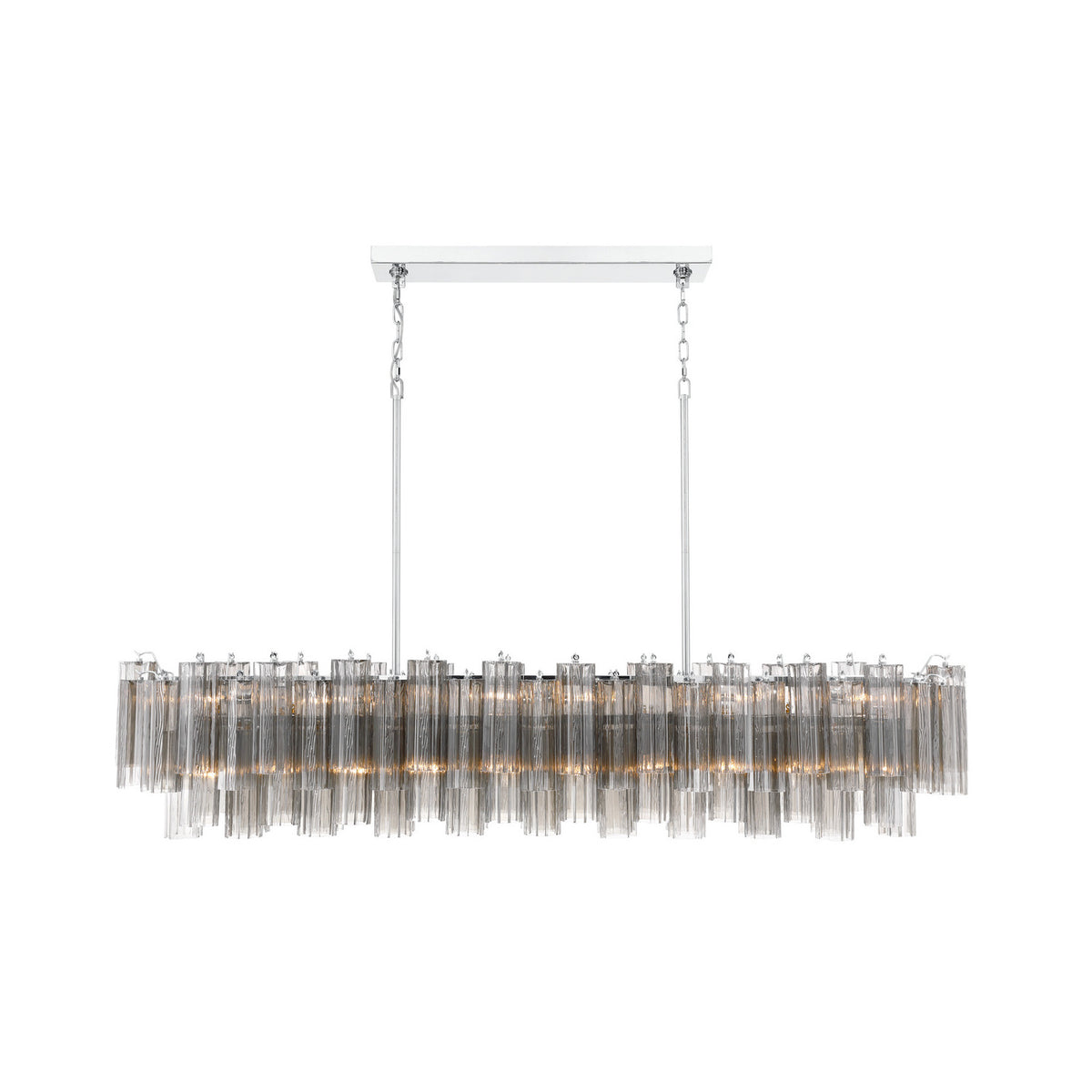 Crystorama Addis 65" 16-Light Linear Chandelier Polished Chrome Smoke - detail