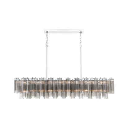 Crystorama Addis 65" 16-Light Linear Chandelier Polished Chrome Smoke - detail