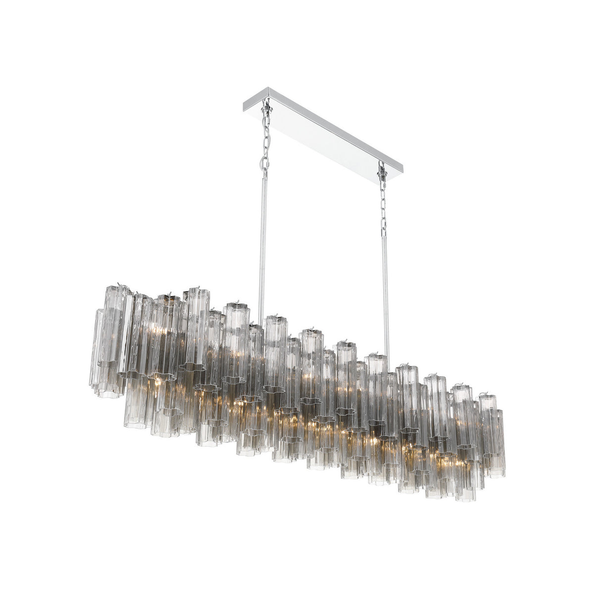 Crystorama Addis 65" 16-Light Linear Chandelier Polished Chrome Smoke - detail