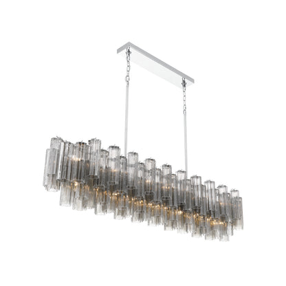 Crystorama Addis 65" 16-Light Linear Chandelier Polished Chrome Smoke - detail