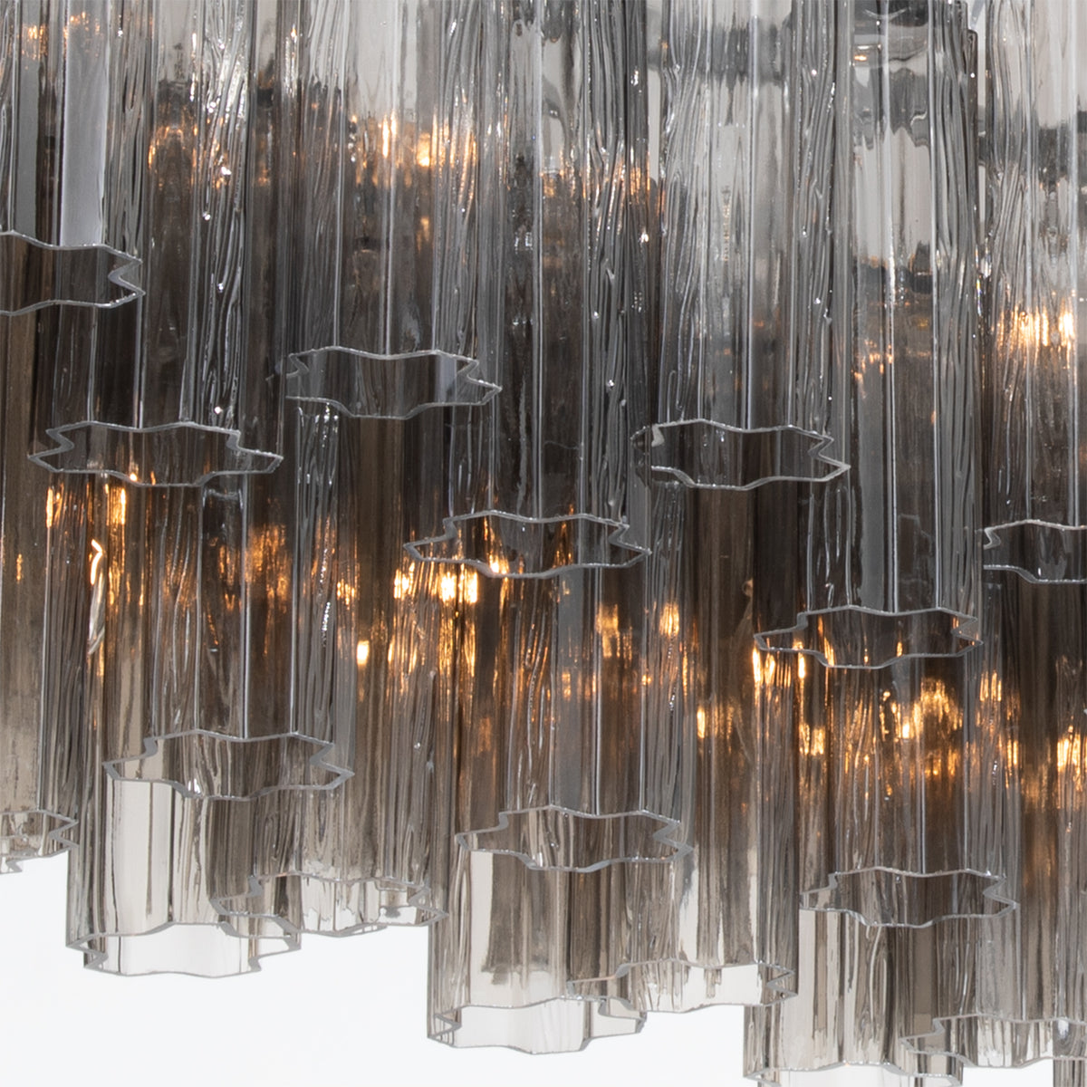 Crystorama Addis 65" 16-Light Linear Chandelier Polished Chrome Smoke - detail