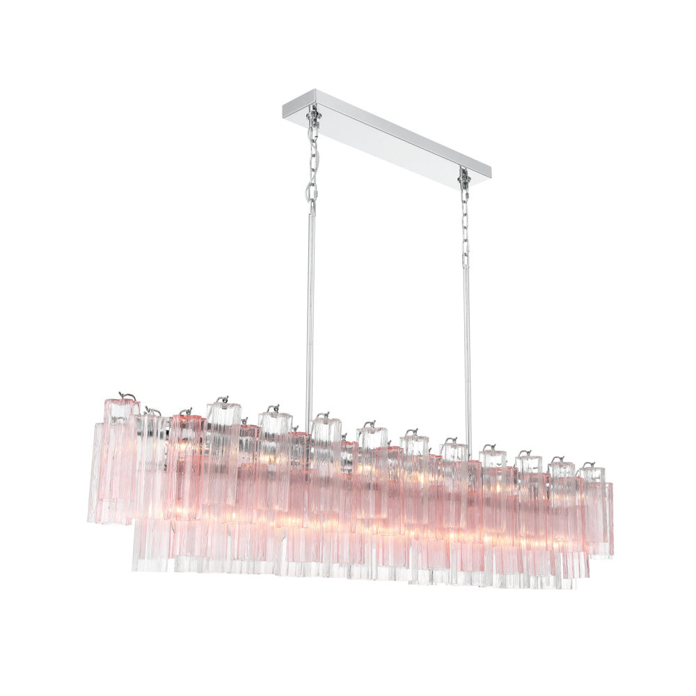 Crystorama Addis 65" 16-Light Linear Chandelier Polished Chrome Spring
