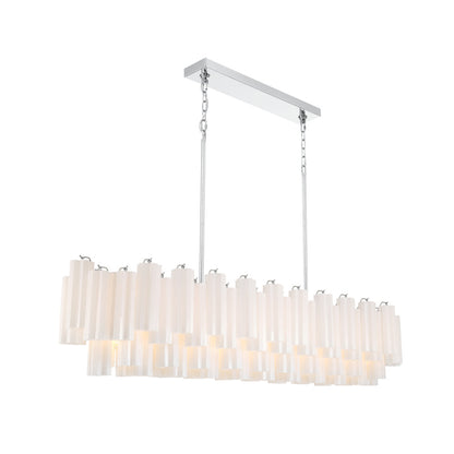 Crystorama Addis 65" 16-Light Linear Chandelier Polished Chrome White