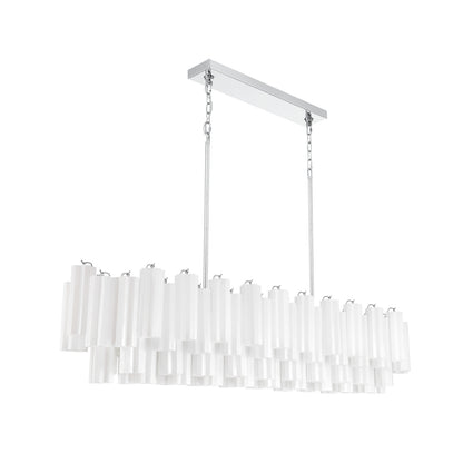 Crystorama Addis 65" 16-Light Linear Chandelier Polished Chrome White - detail