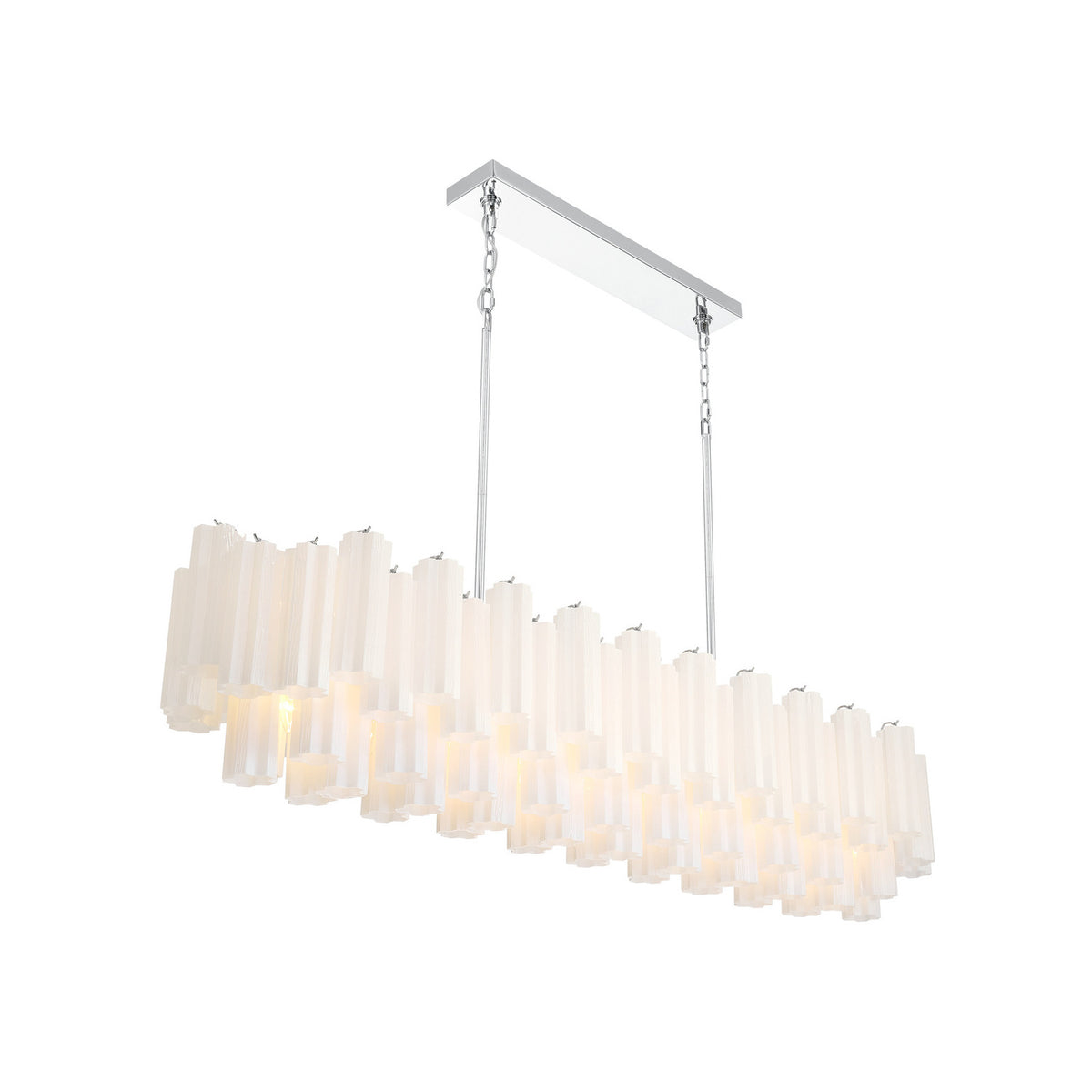 Crystorama Addis 65" 16-Light Linear Chandelier Polished Chrome White - detail