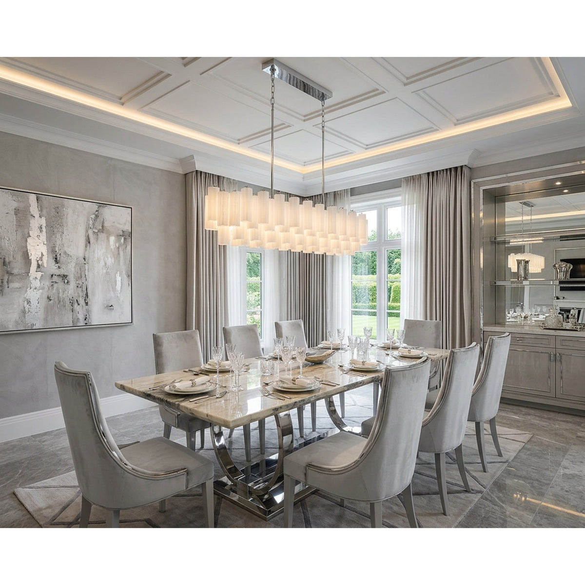 Crystorama Addis 65" 16-Light Linear Chandelier Polished Chrome White - lifestyle