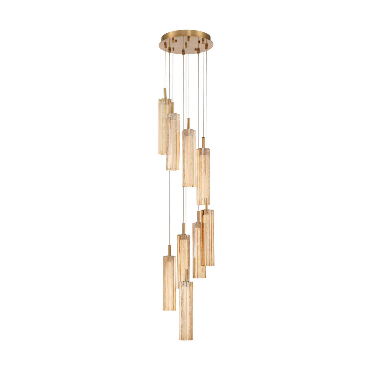 Crystorama Addis 12" LED Multi-Light Pendant Aged Brass Amber - detail