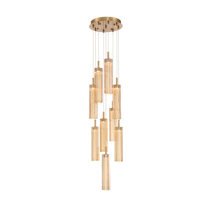 Crystorama Addis 12" LED Multi-Light Pendant Aged Brass Amber - detail