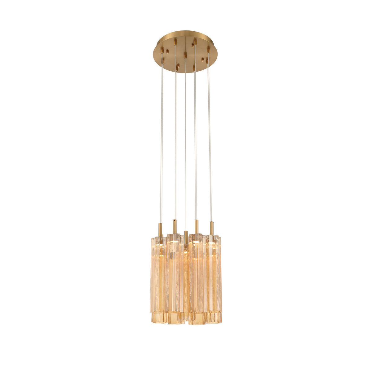 Crystorama Addis 12" LED Multi-Light Pendant Aged Brass Amber - detail