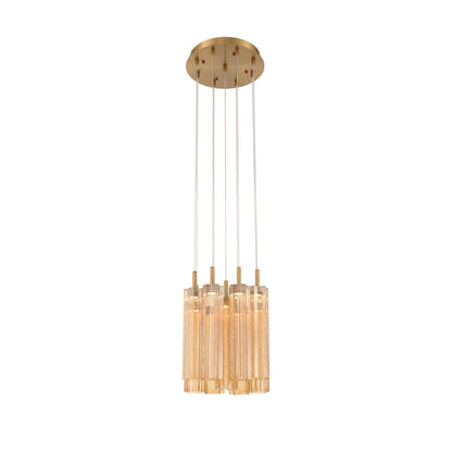 Crystorama Addis 12" LED Multi-Light Pendant Aged Brass Amber - detail