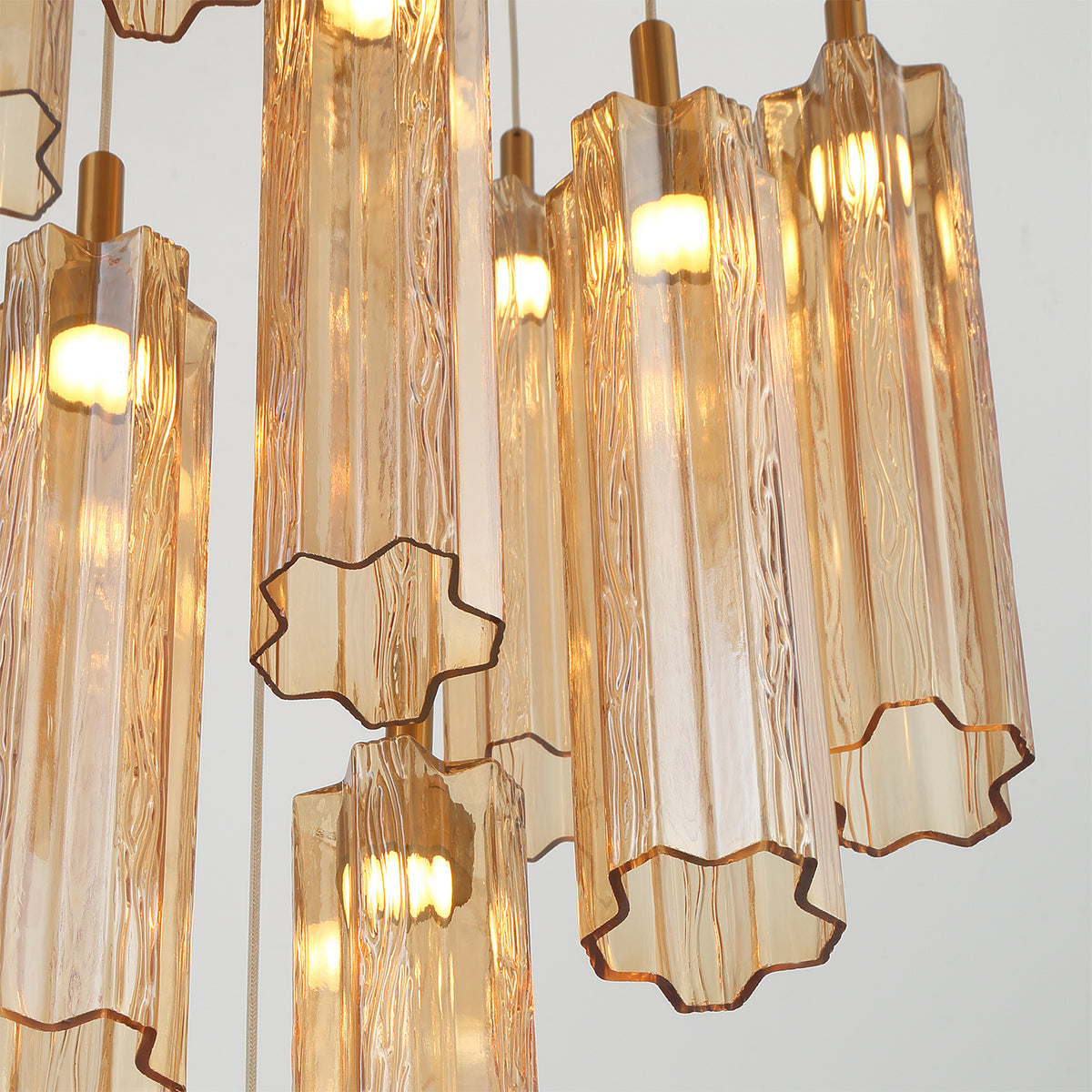 Crystorama Addis 12" LED Multi-Light Pendant Aged Brass Amber - detail