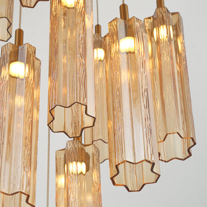 Crystorama Addis 12" LED Multi-Light Pendant Aged Brass Amber - detail