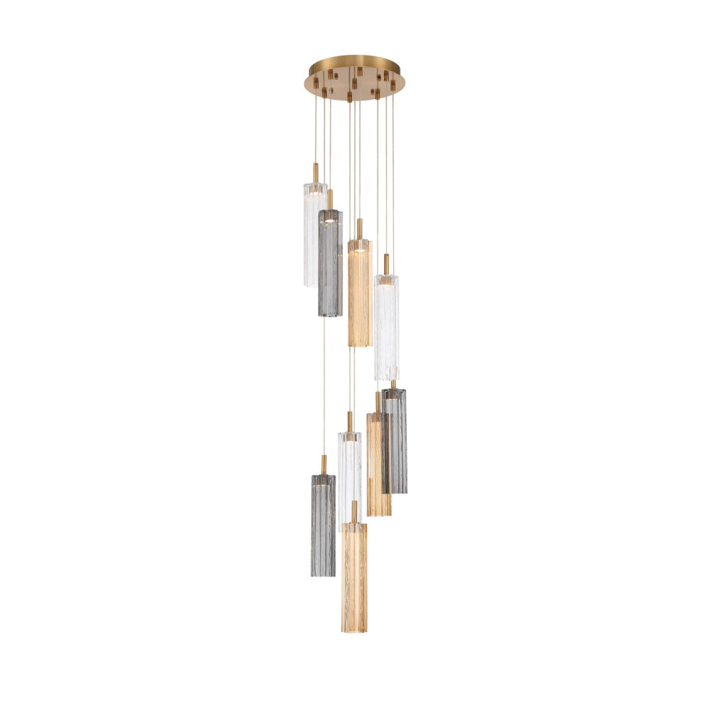 Crystorama Addis 12" LED Multi-Light Pendant Aged Brass Autumn