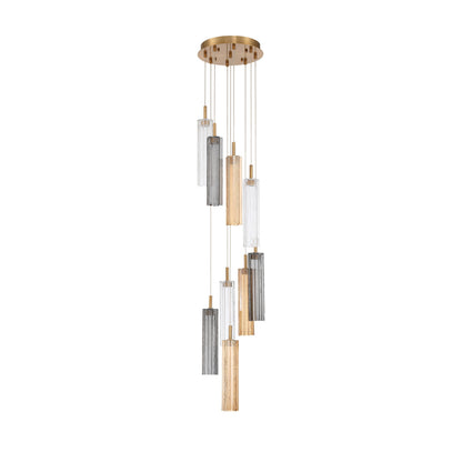 Crystorama Addis 12" LED Multi-Light Pendant Aged Brass Autumn - detail