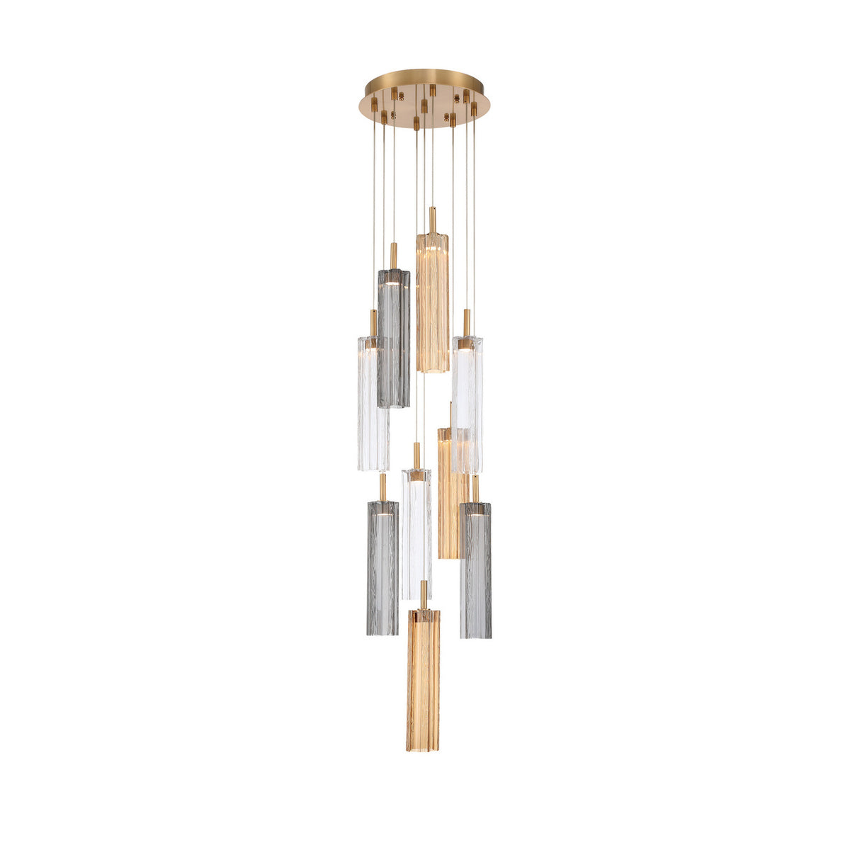 Crystorama Addis 12" LED Multi-Light Pendant Aged Brass Autumn - detail