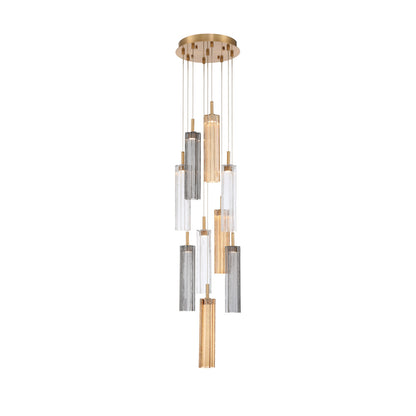 Crystorama Addis 12" LED Multi-Light Pendant Aged Brass Autumn - detail